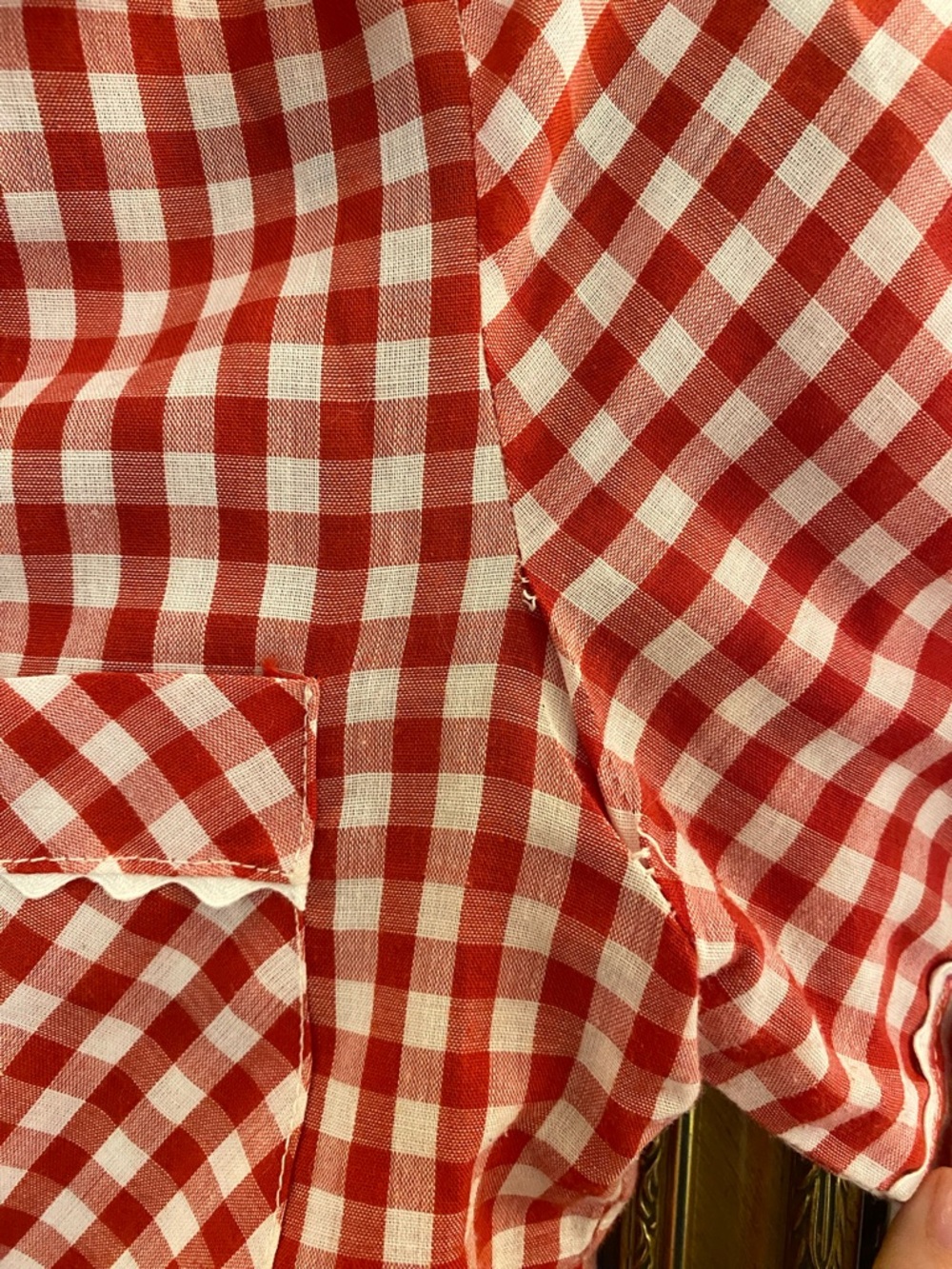 Vintage 50’s Red and White Gingham Button-Up Shirt XS - Picture 3 of 3